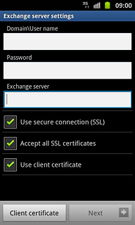 If you turn on the function:Press Client certificate and follow the instructions on the display to install the required certificate.