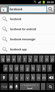 Key in Facebook and press the search icon.