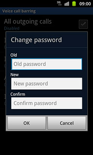 Press Old password and key in your current barring password (default is 0000).