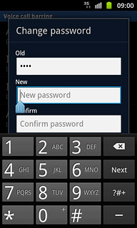 Press New password and key in a new barring password.