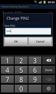 Key in a new four-digit PIN2 and press OK.