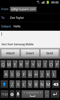 Press the text input field.Write the text for your email message.