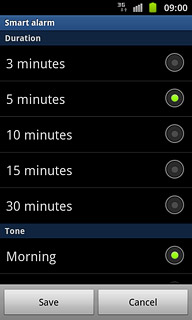 Press the required number of minutes to choose when the smart alarm should start.