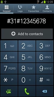 Example: #31#012345678Press the call icon.