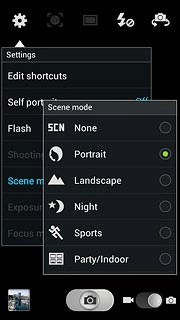 Press the required setting.