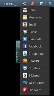 Press Gmail.An email message containing the picture or video clip is created.Key in the first letters of the required contact.Matching contacts are displayed.
