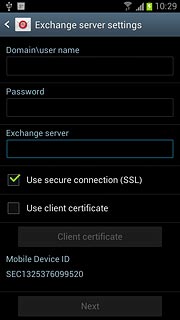 Press Use secure connection (SSL) to turn SSL encryption on or off.