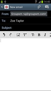 Press the text input field.Write the text for your email message.