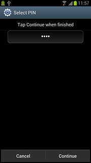 Key in the required phone lock code and press Continue.