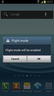 Press OK.Depending on the current setting, flight mode is turned on or off.