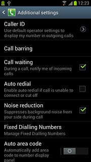 The current settings are displayed.Press Call waiting to turn the function on or off.