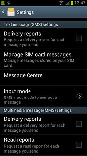 Press Delivery reports below Text message (SMS) settings to turn the function on or off.