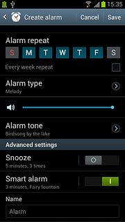 Press the indicator next to Snooze to turn snooze on or off.