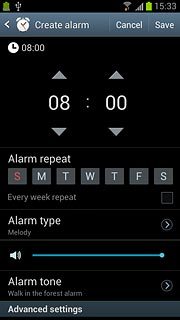 Press arrow up or arrow down next to hours and minutes to set the time.