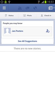 You can now use the application.Please note that Facebook isn't part of the original application package and therefore only a general description is given here.You have a number of options, such as:Write status updatesSend messagesWrite text on WallUpload picturesSelect application settings