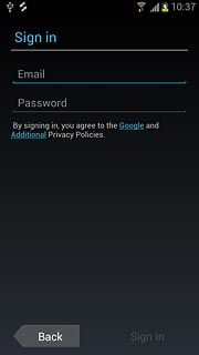 Press Email and key in the email address for your Google account.