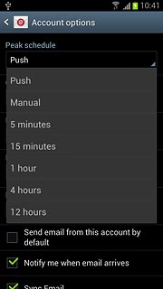 Press Push, Manual or the required interval.Please note:Each time your phone connects to the server to synchronise, data charges will apply.