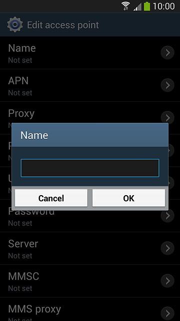 Key in Vodafone Internet and press OK.