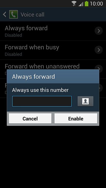 Key in (prefix) 5 (your phone number) and press Enable.