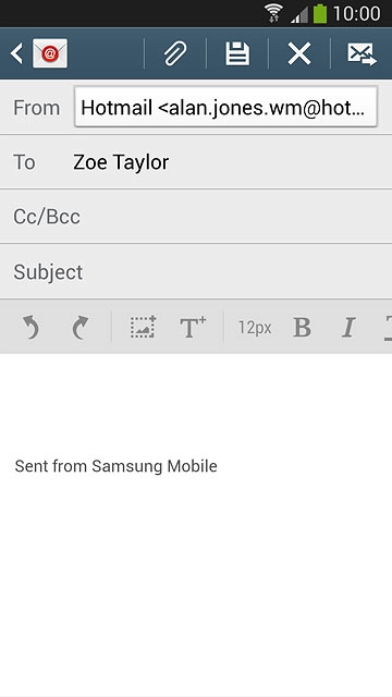 Press Subject.Key in a subject for the email message.