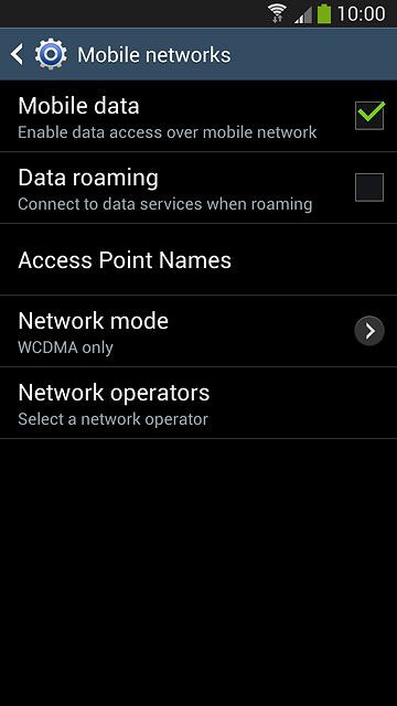 Press Data roaming to turn the function on or off.