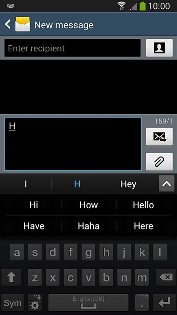 Press the required word to insert it.