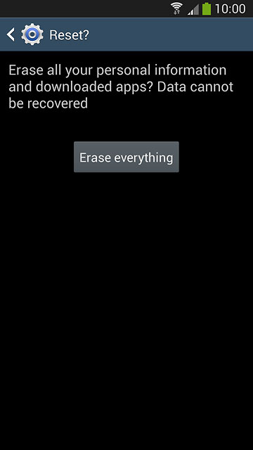 Press Erase everything.Wait a moment while the factory default settings are restored.Follow the instructions on the display to set up your phone and prepare it for use.
