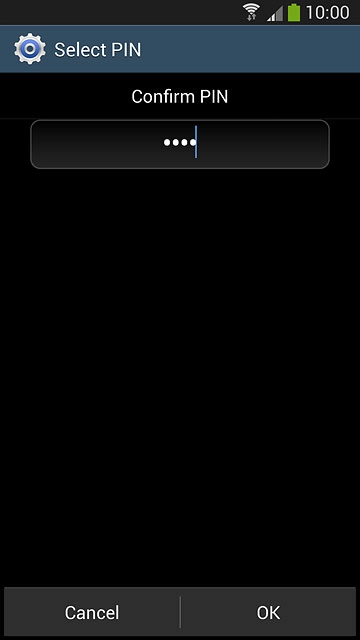 Key in the phone lock code again and press OK.