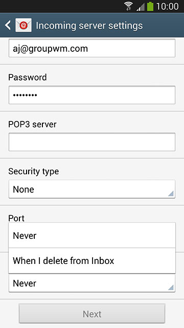 Press Never or When I delete from Inbox.