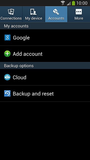 Press Backup and reset.