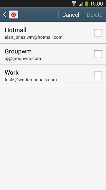 Press the required email account to select it.
