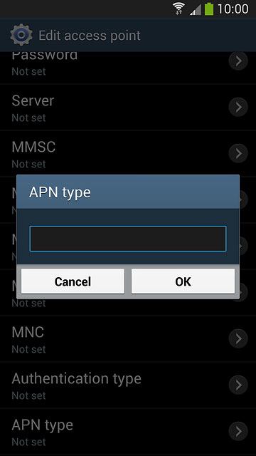 Key in default and press OK.