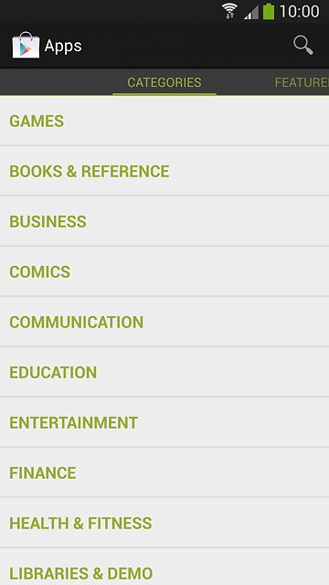 To search by category:Press CATEGORIES.Go to the required category.