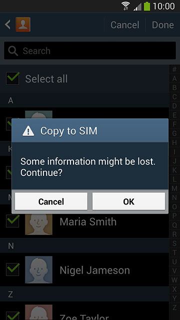 Press OK to confirm.