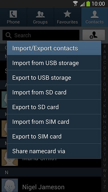 Press Import from SIM card.