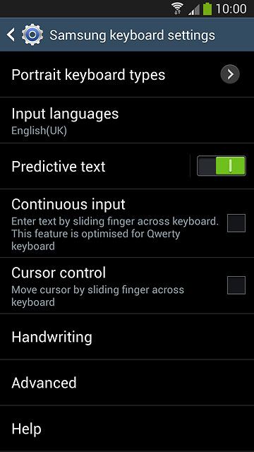 Press Predictive text.