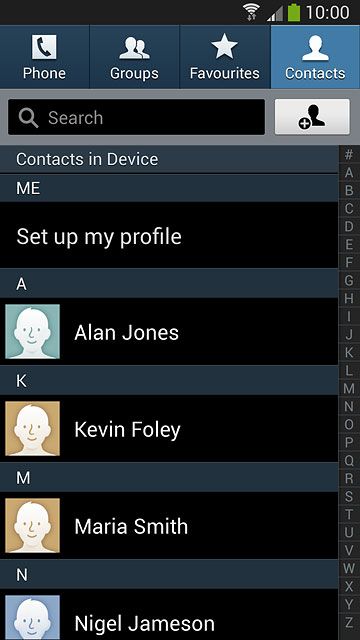 Press the Contacts tab.