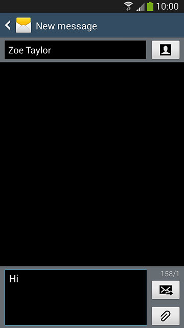Press the attachment icon.Select one of the following options:Insert picture, go to 4a.Insert video clip, go to 4b.Insert audio file, go to 4c.