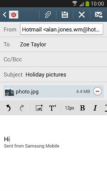 Press the send icon when you've finished your email message.