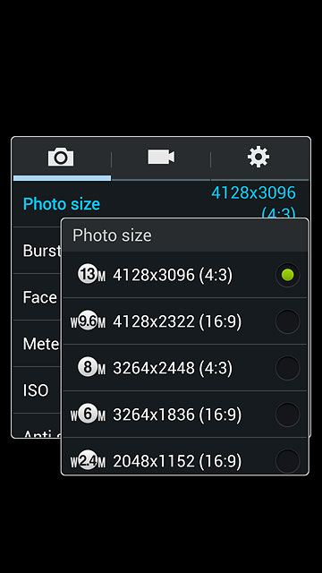 Press the required resolution.