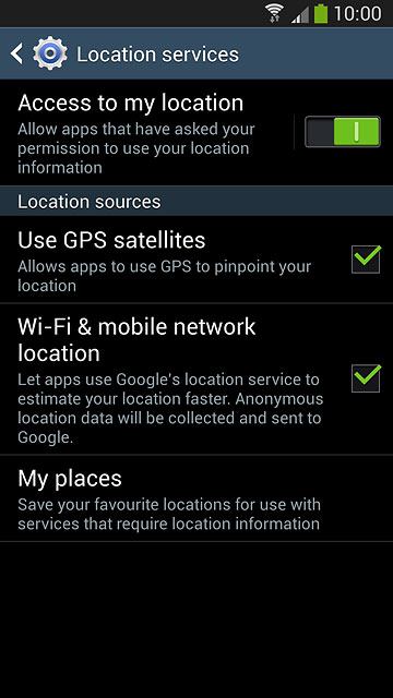 Press Wi-Fi & mobile network location to turn the function on or off.