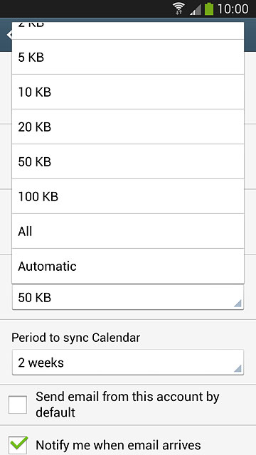 Press the required setting.