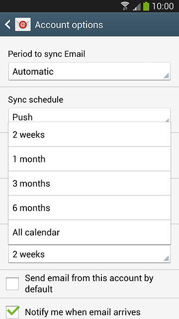 Press the required setting.