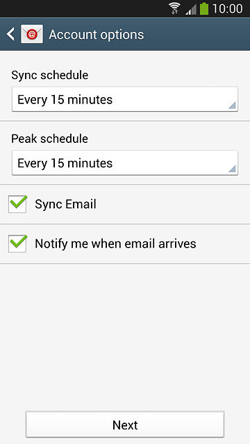 Press Sync Email to turn the function on or off.