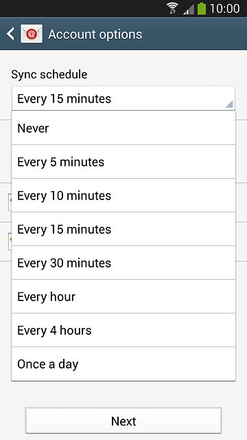 Press Never or the required period.