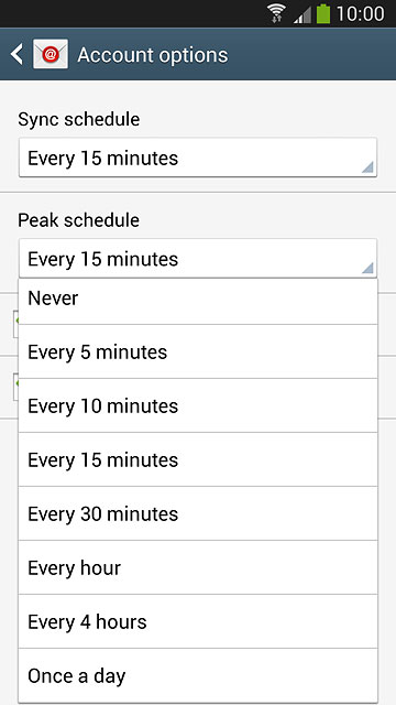 Press Never or the required period.