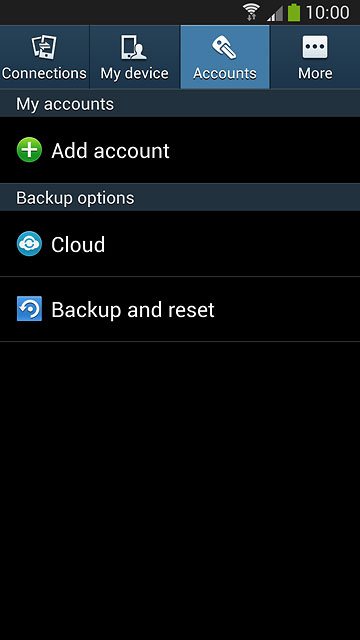 Press the Accounts tab.