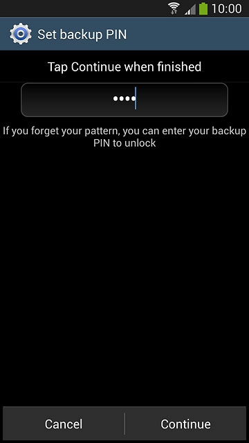 Key in a four-digit PIN and press Continue.