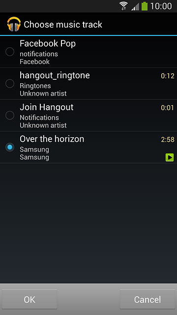Once you've found a ring tone you like, press OK.