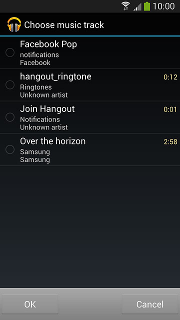 Go to the required folder.Press the different ring tones to listen to them.